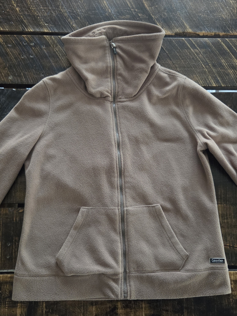Calvin Klein Performance Womans Brown Full-Zip Fleece Jacket Size Large